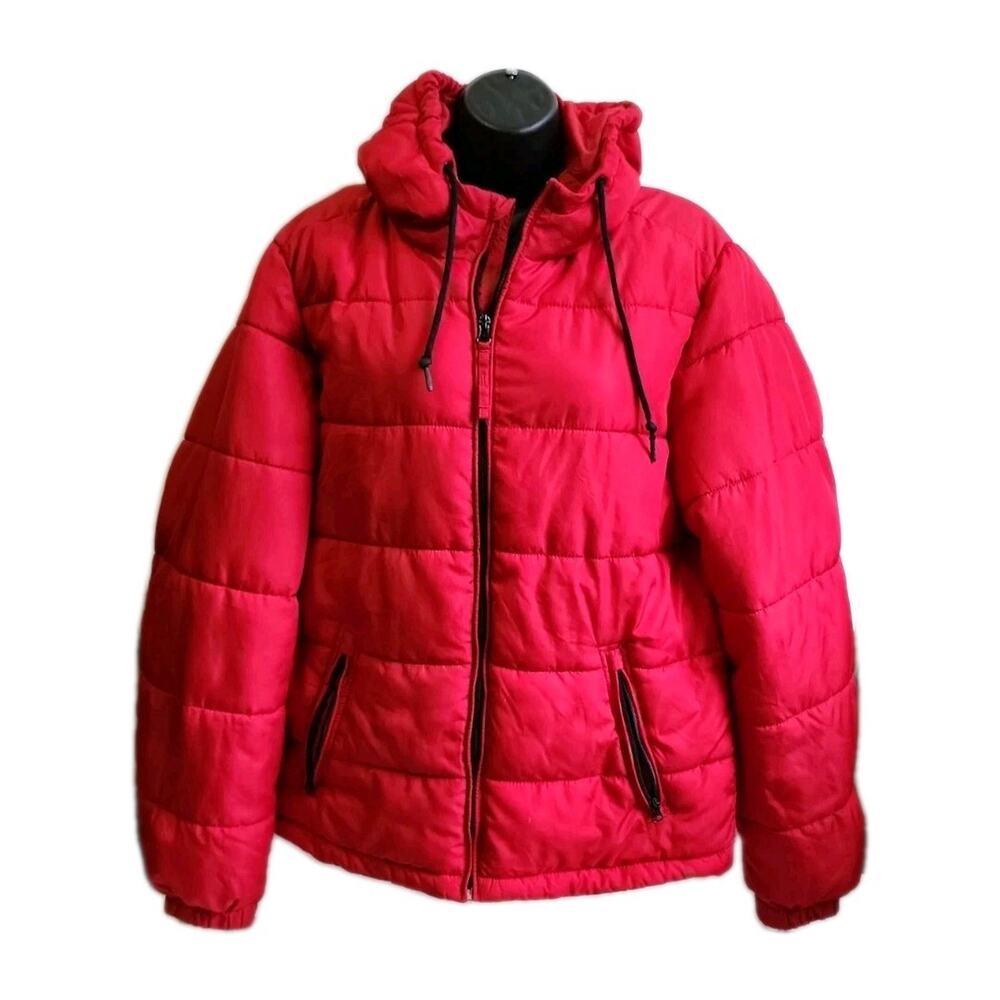Vntg Aeropostale Y2K Womans M Red Puffer Jacket Coquette Cyber 2000s